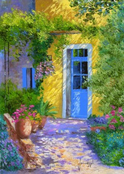 Garden Painting - The blue door PROVENCE garden